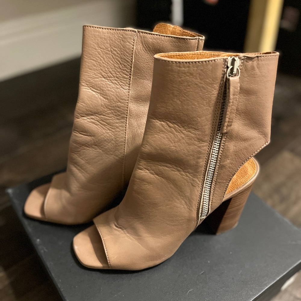 Tan top shop peep toe booties